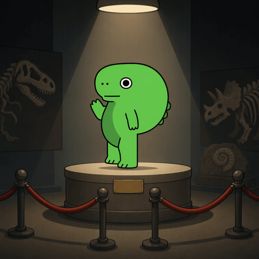 the dino, on display in a museum
